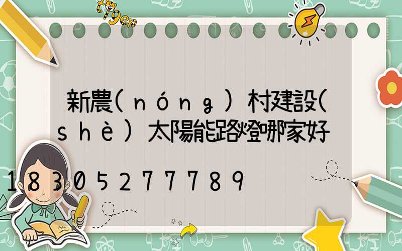 新農(nóng)村建設(shè)太陽能路燈哪家好